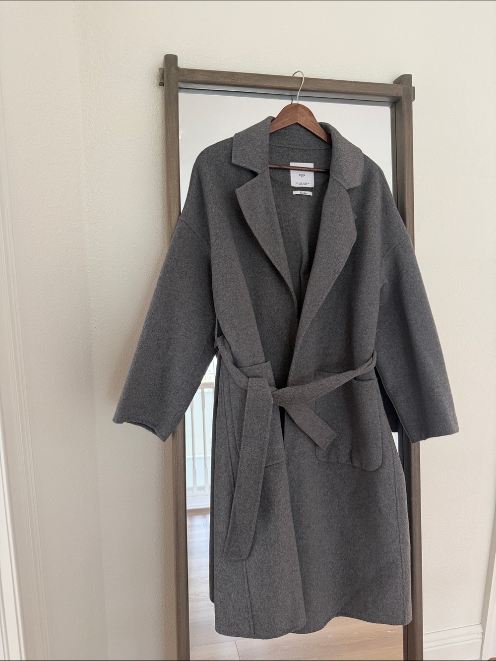 Mango Charcoal Gray Belted Trench Coat